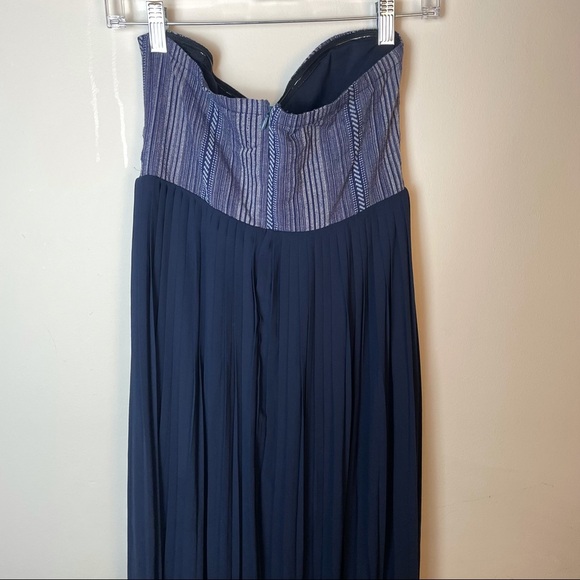 SABINE Navy Pleated Strapless Maxi Dress Size S - Picture 8 of 13